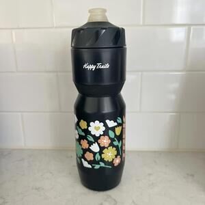 Happy Trails Trek Water Bottle Navy Blue with Floral Flower Print NEW